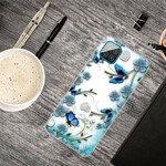 Coque Samsung Galaxy A12 Transparente Papillons et Fleurs Rétros Coque Samsung Galaxy A12 Transparente Papillons et Fleurs Rétros