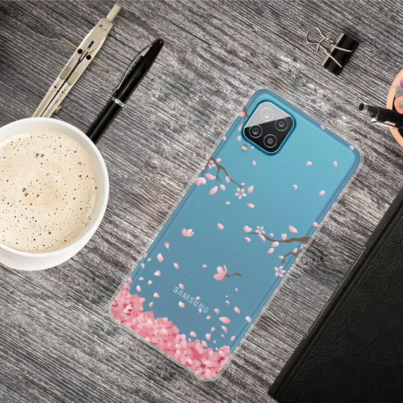 Coque Samsung Galaxy A12 Branches à Fleurs