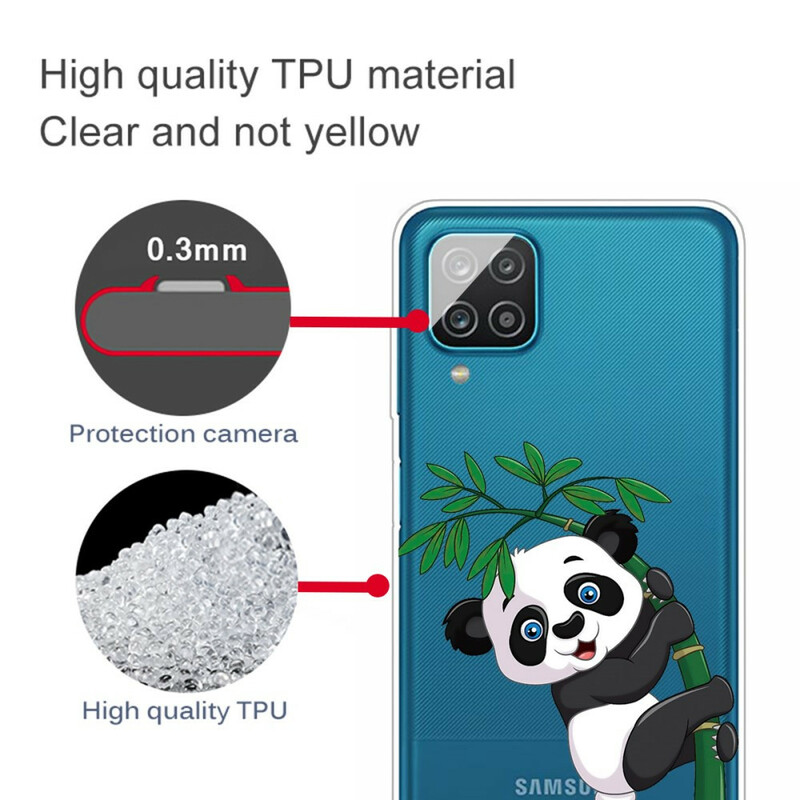Coque Samsung Galaxy A12 Transparente Panda Sur Le Bambou