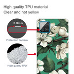 Coque Samsung Galaxy A12 Fleurs Blanches Peintes Coque Samsung Galaxy A12 Fleurs Blanches Peintes
