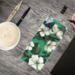 Coque Samsung Galaxy A12 Fleurs Blanches Peintes Coque Samsung Galaxy A12 Fleurs Blanches Peintes