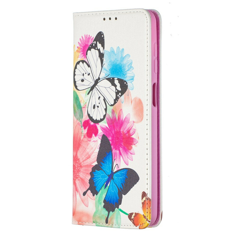 Flip Cover Samsung Galaxy A12 Papillons Colorés Flip Cover Samsung Galaxy A12 Papillons Colorés