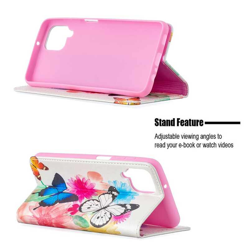 Flip Cover Samsung Galaxy A12 Papillons Colorés Flip Cover Samsung Galaxy A12 Papillons Colorés