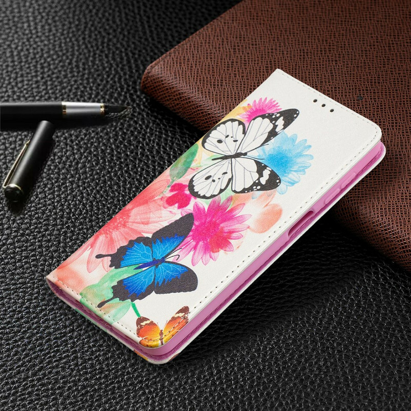 Flip Cover Samsung Galaxy A12 Papillons Colorés Flip Cover Samsung Galaxy A12 Papillons Colorés