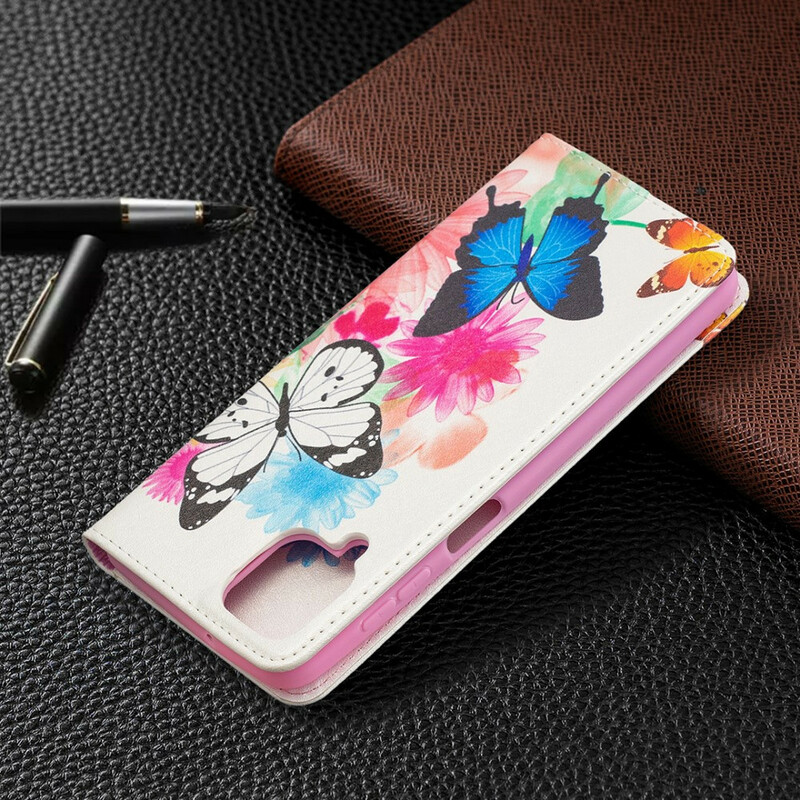 Flip Cover Samsung Galaxy A12 Papillons Colorés Flip Cover Samsung Galaxy A12 Papillons Colorés