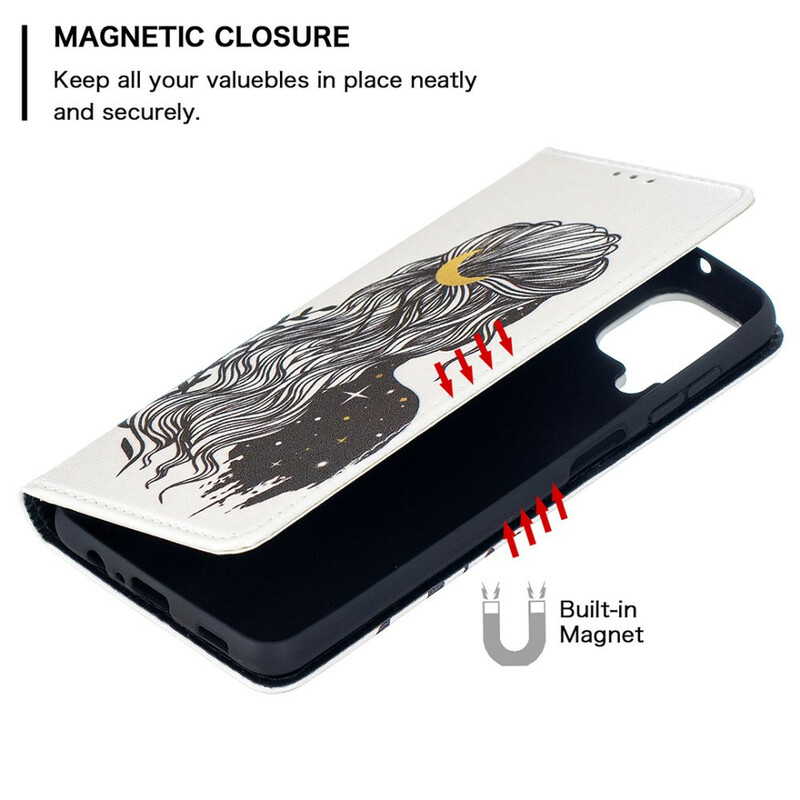 Flip Cover Samsung Galaxy A12 Jolie Chevelure Flip Cover Samsung Galaxy A12 Jolie Chevelure