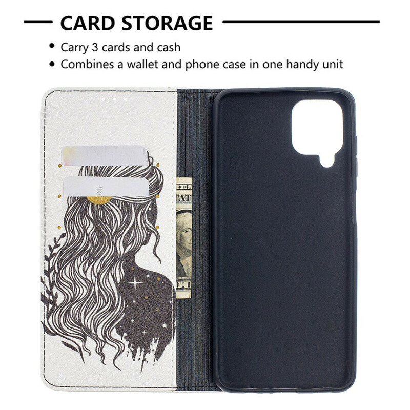 Flip Cover Samsung Galaxy A12 Jolie Chevelure Flip Cover Samsung Galaxy A12 Jolie Chevelure