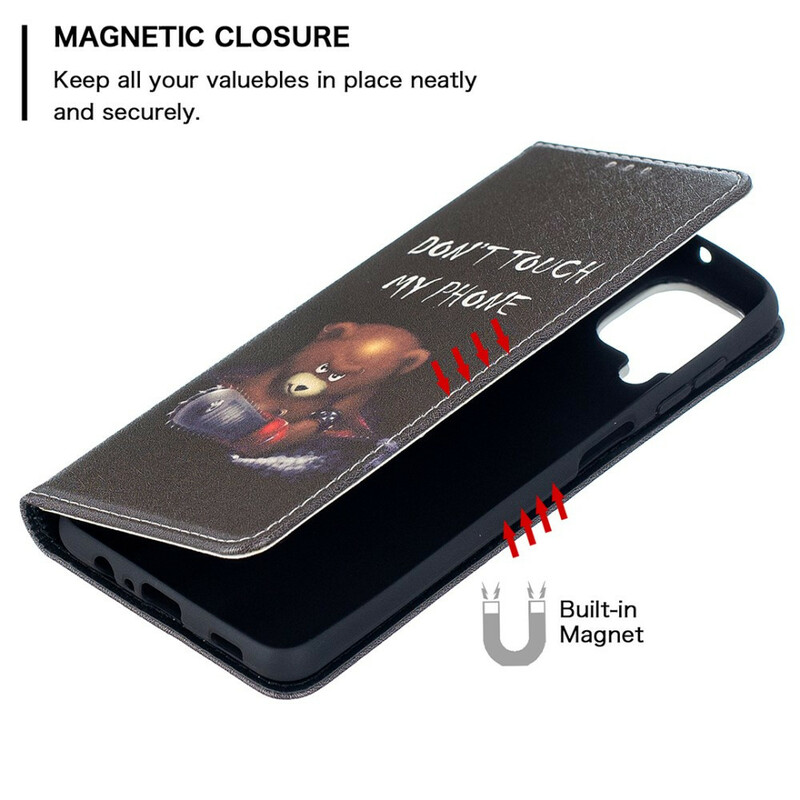 Flip Cover Samsung Galaxy A12 Ours Dangereux Flip Cover Samsung Galaxy A12 Ours Dangereux