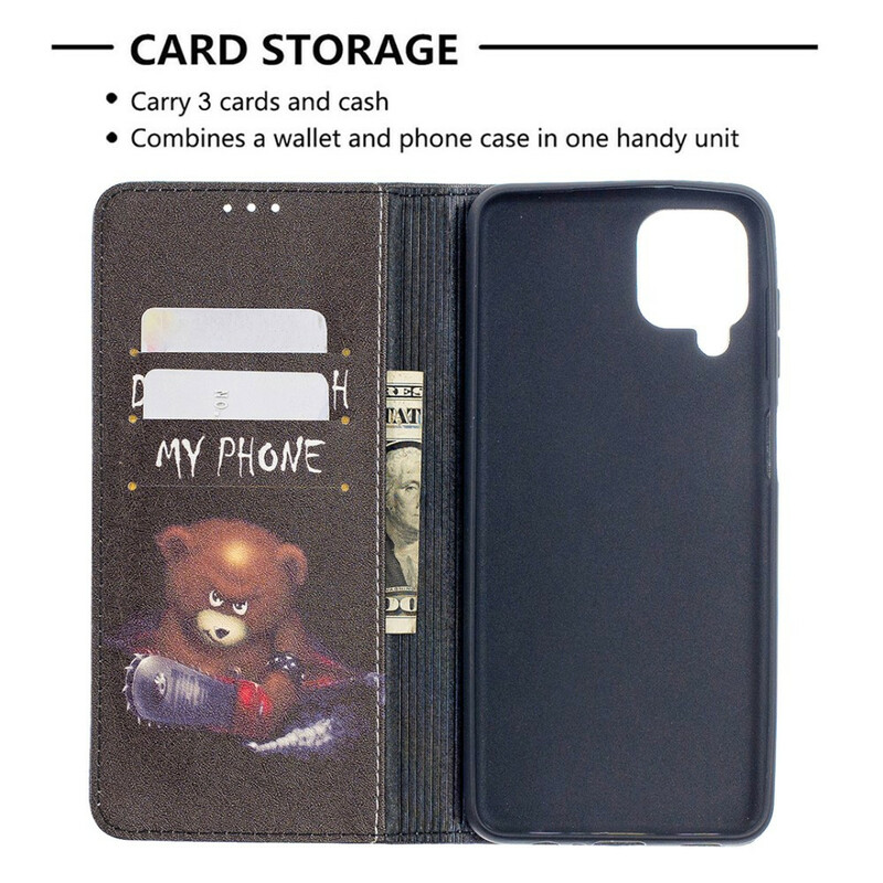 Flip Cover Samsung Galaxy A12 Ours Dangereux Flip Cover Samsung Galaxy A12 Ours Dangereux