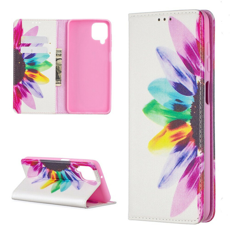 Flip Cover Samsung Galaxy A12 Fleur Aquarelle Flip Cover Samsung Galaxy A12 Fleur Aquarelle