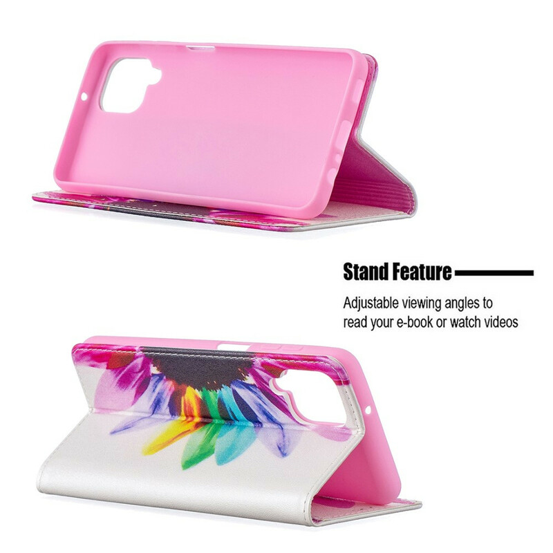 Flip Cover Samsung Galaxy A12 Fleur Aquarelle Flip Cover Samsung Galaxy A12 Fleur Aquarelle