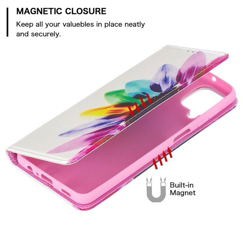 Flip Cover Samsung Galaxy A12 Fleur Aquarelle Flip Cover Samsung Galaxy A12 Fleur Aquarelle