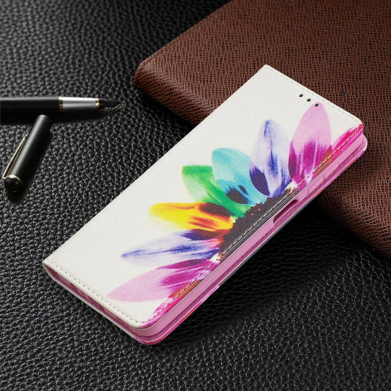 Flip Cover Samsung Galaxy A12 Fleur Aquarelle