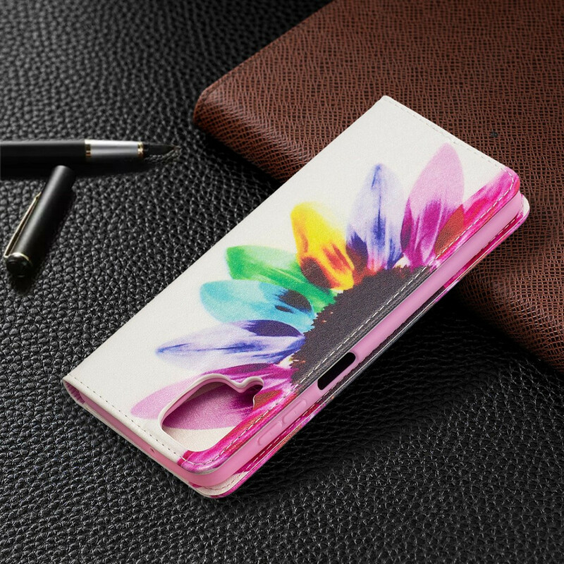 Flip Cover Samsung Galaxy A12 Fleur Aquarelle Flip Cover Samsung Galaxy A12 Fleur Aquarelle