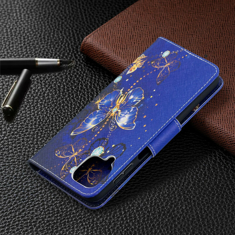 Housse Samsung Galaxy A12 Papillons Dorés Housse Samsung Galaxy A12 Papillons Dorés