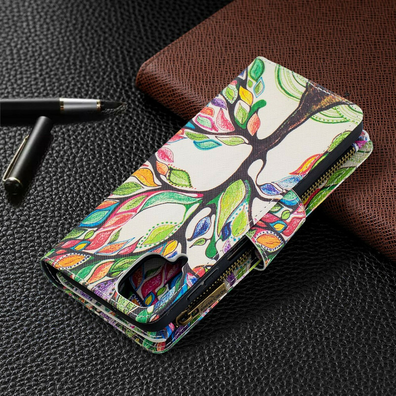 Housse Samsung Galaxy A12 Poche Zippée Arbre