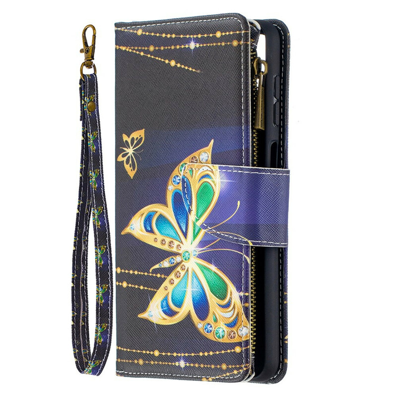 Housse Samsung Galaxy A12 Poche Zippée Papillons Housse Samsung Galaxy A12 Poche Zippée Papillons