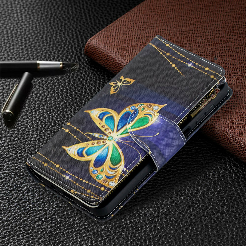 Housse Samsung Galaxy A12 Poche Zippée Papillons Housse Samsung Galaxy A12 Poche Zippée Papillons