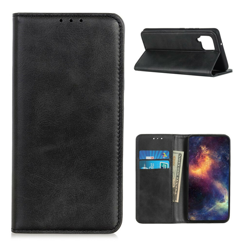 Flip Cover Samsung Galaxy A12 Cuir Fendu Flip Cover Samsung Galaxy A12 Cuir Fendu