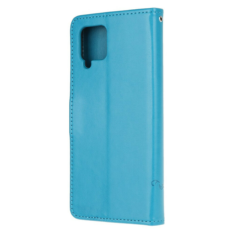 Housse Samsung Galaxy A12 Papillons Et Fleurs À Lanière Housse Samsung Galaxy A12 Papillons Et Fleurs À Lanière