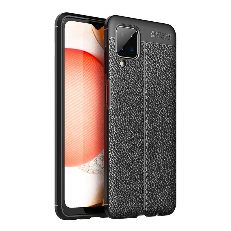 Coque Samsung Galaxy A12 Effet Cuir Litchi Double Line