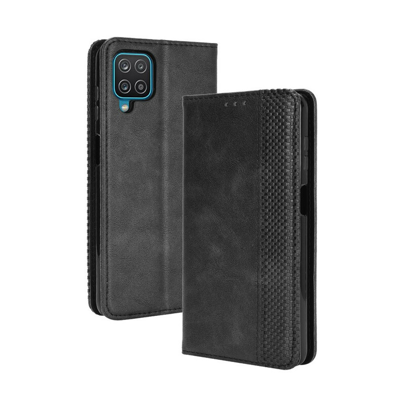 Flip Cover Samsung Galaxy A12 Effet Cuir Vintage Stylisé Flip Cover Samsung Galaxy A12 Effet Cuir Vintage Stylisé