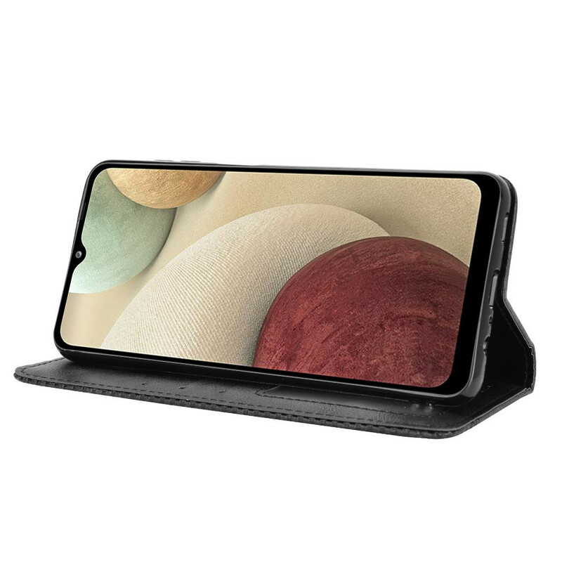 Flip Cover Samsung Galaxy A12 Effet Cuir Vintage Stylisé Flip Cover Samsung Galaxy A12 Effet Cuir Vintage Stylisé