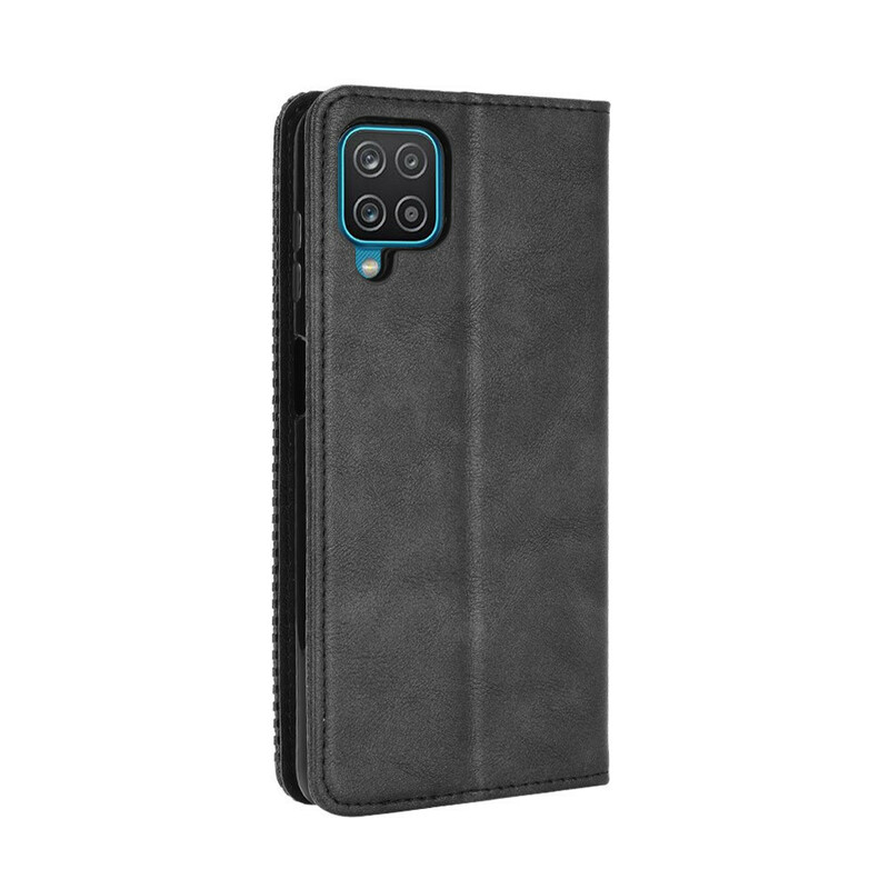 Flip Cover Samsung Galaxy A12 Effet Cuir Vintage Stylisé Flip Cover Samsung Galaxy A12 Effet Cuir Vintage Stylisé