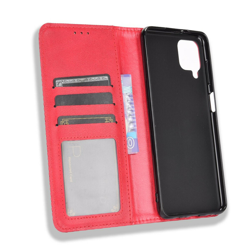 Flip Cover Samsung Galaxy A12 Effet Cuir Vintage Stylisé