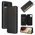 Flip Cover Samsung Galaxy A12 Fibre Carbone