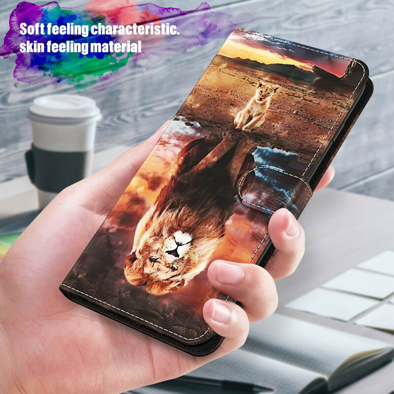 Housse Samsung Galaxy S21 5G Light Spot Lion avec Lanière