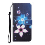 Housse Samsung Galaxy S21 5G Fleurs Lunaires à Lanière Housse Samsung Galaxy S21 5G Fleurs Lunaires à Lanière