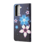 Housse Samsung Galaxy S21 5G Fleurs Lunaires à Lanière