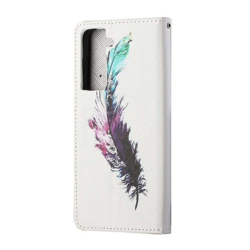Housse Samsung Galaxy S21 5G Plume à Lanière Housse Samsung Galaxy S21 5G Plume à Lanière