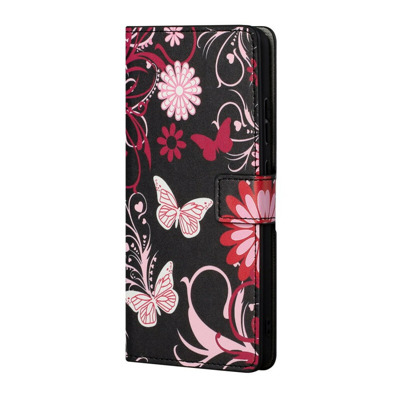 Housse Samsung Galaxy S21 5G Papillons et Fleurs