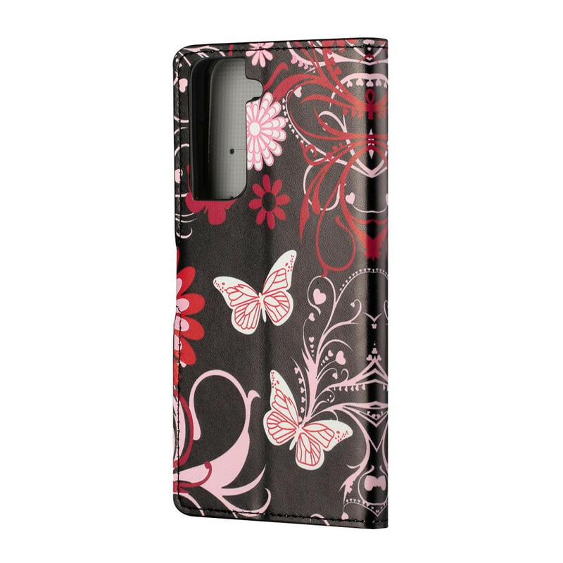 Housse Samsung Galaxy S21 5G Papillons et Fleurs Housse Samsung Galaxy S21 5G Papillons et Fleurs