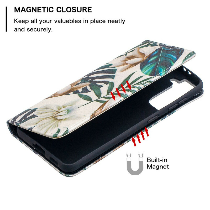 Flip Cover Samsung Galaxy S21 5G Feuilles Flip Cover Samsung Galaxy S21 5G Feuilles