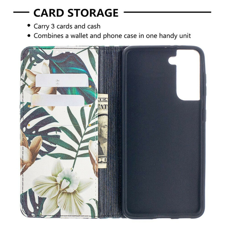 Flip Cover Samsung Galaxy S21 5G Feuilles Flip Cover Samsung Galaxy S21 5G Feuilles