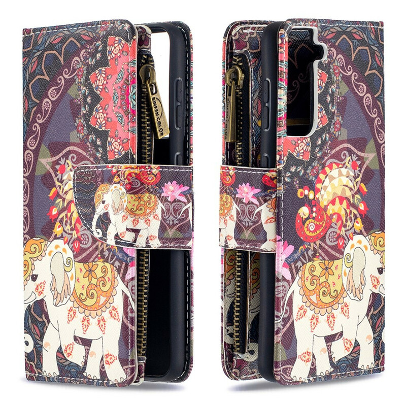 Housse Samsung Galaxy S21 5G Poche Zippée Éléphant Housse Samsung Galaxy S21 5G Poche Zippée Éléphant
