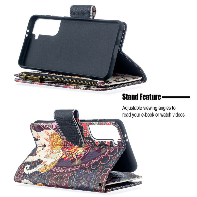 Housse Samsung Galaxy S21 5G Poche Zippée Éléphant Housse Samsung Galaxy S21 5G Poche Zippée Éléphant