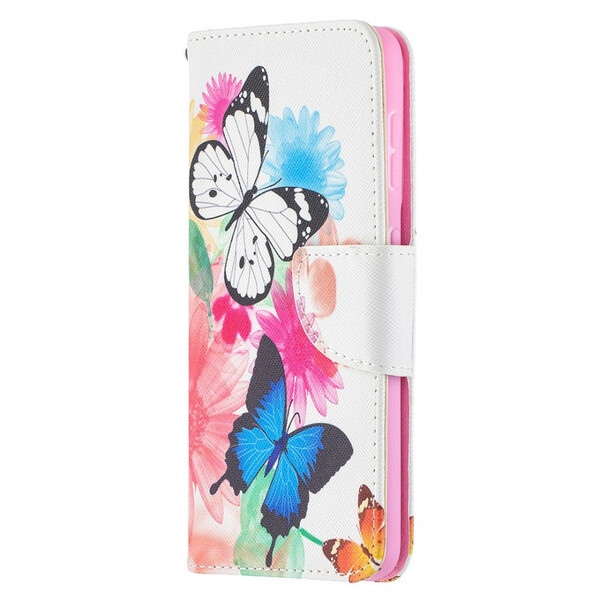 Housse Samsung Galaxy S21 5G Papillons et Fleurs Peints