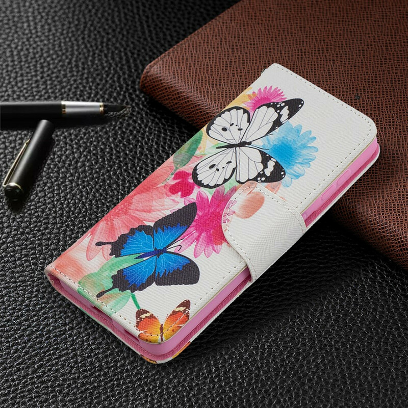 Housse Samsung Galaxy S21 5G Papillons et Fleurs Peints