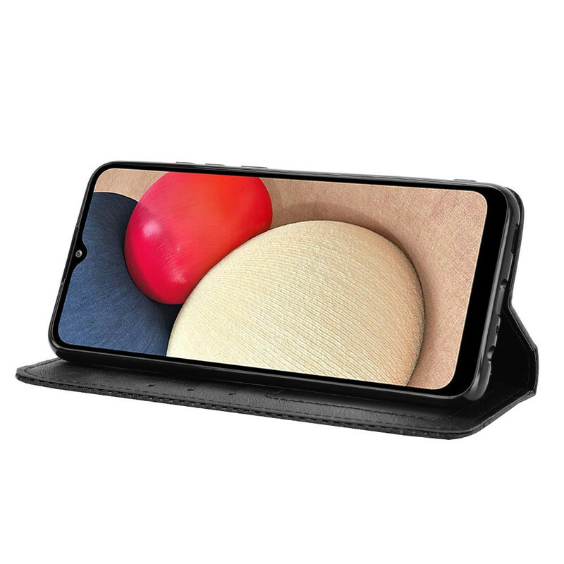 Flip Cover Samsung Galaxy A02s Effet Cuir Vintage Stylisé Flip Cover Samsung Galaxy A02s Effet Cuir Vintage Stylisé