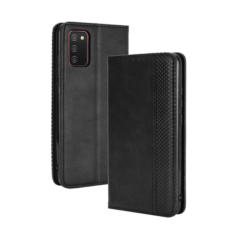 Flip Cover Samsung Galaxy A02s Effet Cuir Vintage Stylisé Flip Cover Samsung Galaxy A02s Effet Cuir Vintage Stylisé
