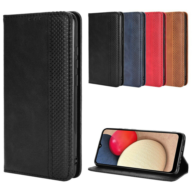 Flip Cover Samsung Galaxy A02s Effet Cuir Vintage Stylisé Flip Cover Samsung Galaxy A02s Effet Cuir Vintage Stylisé