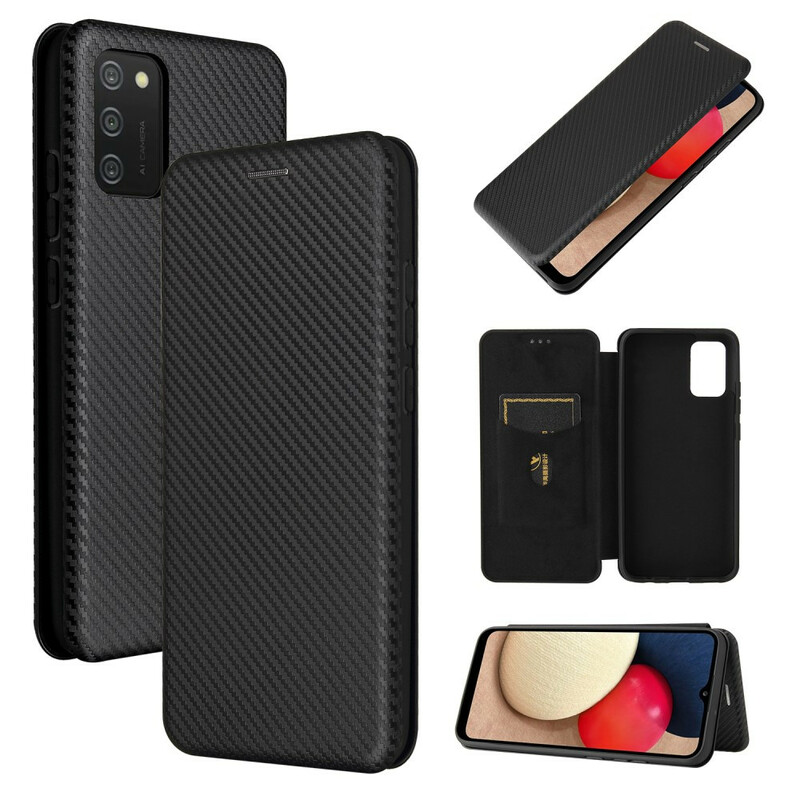 Flip Cover Samsung Galaxy A02s Fibre Carbone