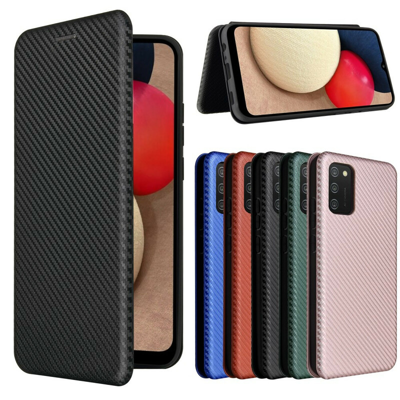 Flip Cover Samsung Galaxy A02s Fibre Carbone Flip Cover Samsung Galaxy A02s Fibre Carbone