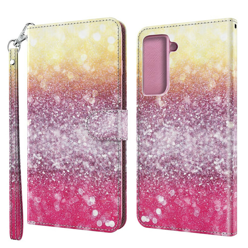 Housse Samsung Galaxy S21 Plus 5G Dégradé Paillettes Magenta