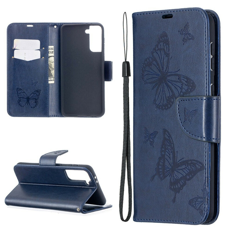 Housse Samsung Galaxy S21 Plus 5G Papillons et Rabat Oblique Housse Samsung Galaxy S21 Plus 5G Papillons et Rabat Oblique