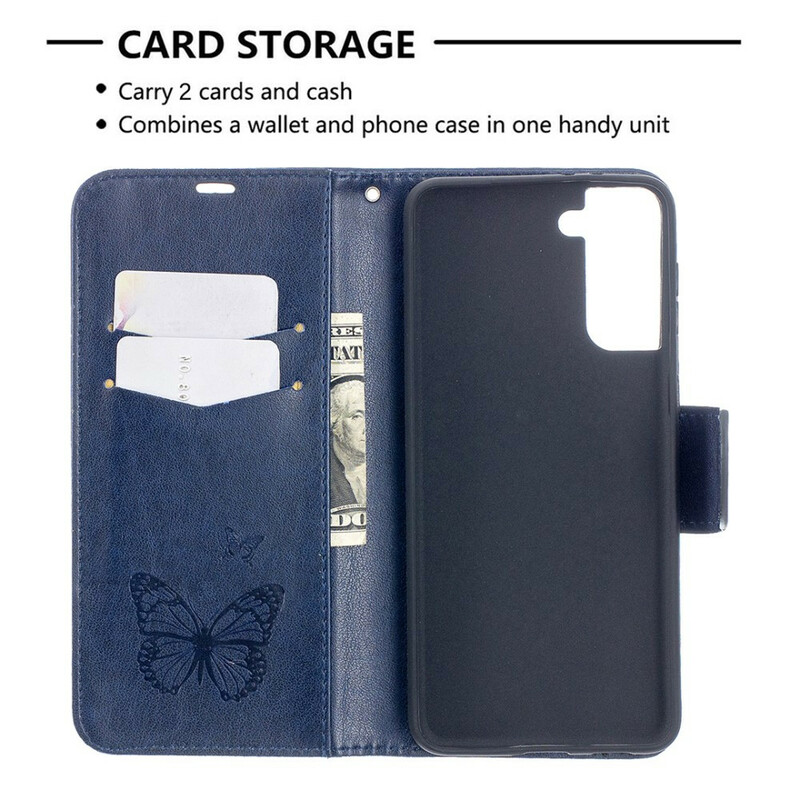 Housse Samsung Galaxy S21 Plus 5G Papillons et Rabat Oblique Housse Samsung Galaxy S21 Plus 5G Papillons et Rabat Oblique